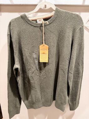 Faherty Men’s Jackson Sweater Crew olive heather size L Textured Knit Sweater